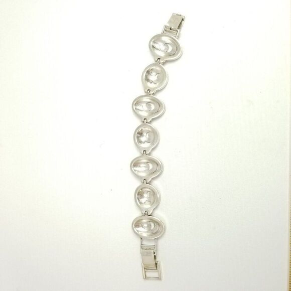 Vintage Brighton Contempo Open Oval Scroll Link Silver Plate Bracelet, Panel - Picture 4 of 8